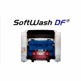 Softwash car wash tunnel with red car