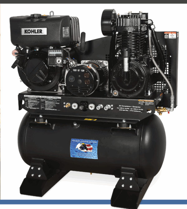 ACS 30-Gal. Two-Stage Diesel Air Compressor & Generator Combo ...