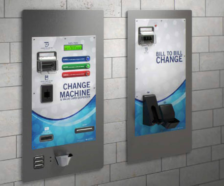 Bill changer and change machine for car wash tunnel
