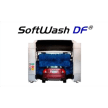 Softwash car wash tunnel with red car