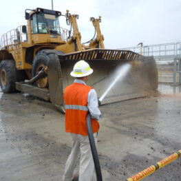 Pressure washing oil field industrial equipment